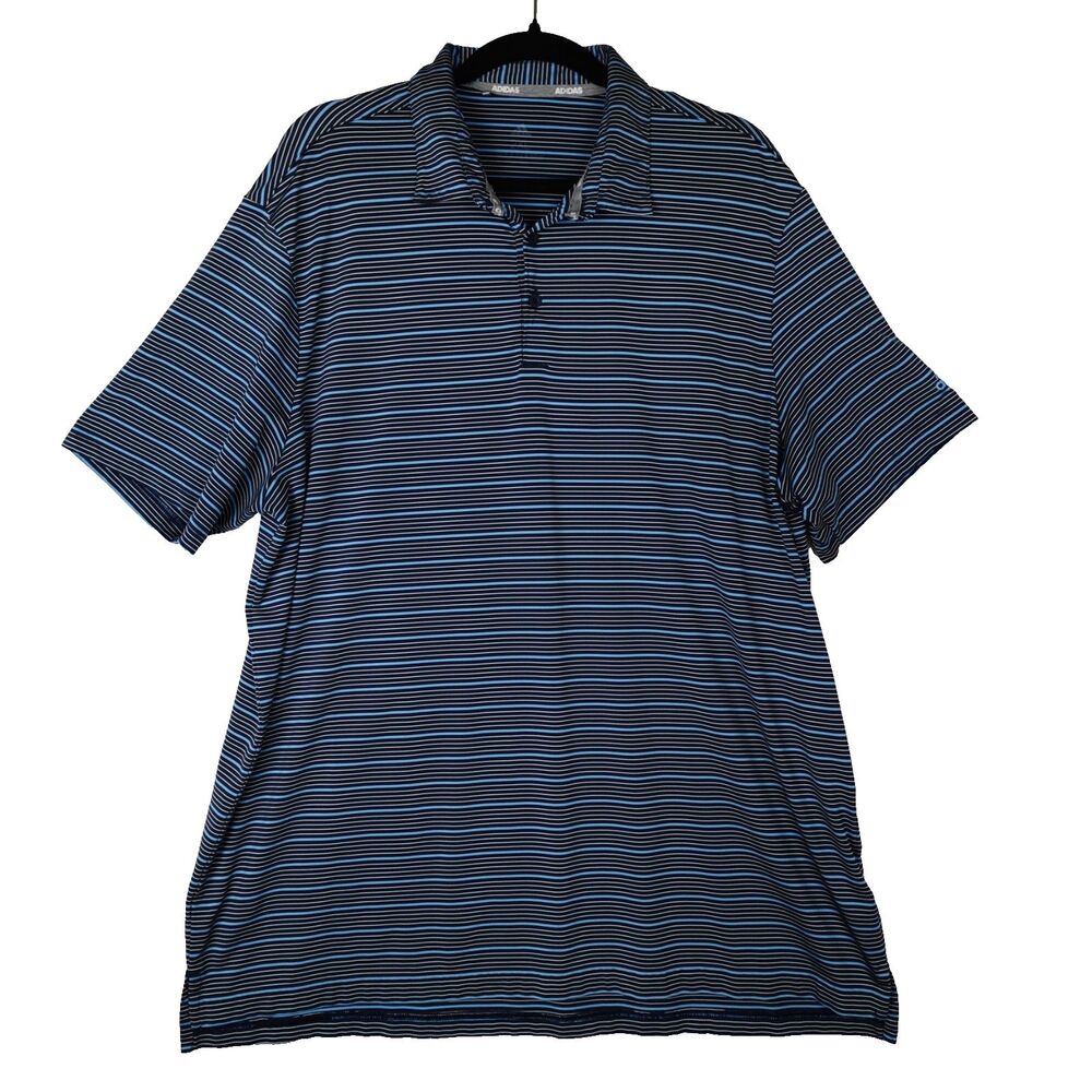 Adidas Polo Shirt Navy Blue White Striped Golf Performance Men’s Size 2XL Casual